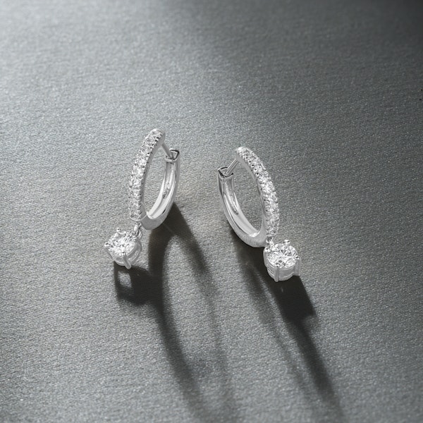 Stellato Huggie Drop Lab Diamond Earrings 1.00ct in 9K White Gold - Image 2