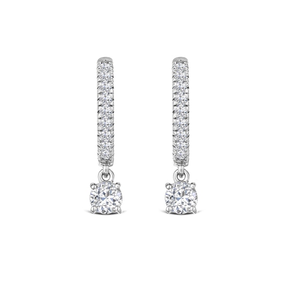 Stellato Huggie Drop Lab Diamond Earrings 1.00ct in 9K White Gold - Image 1