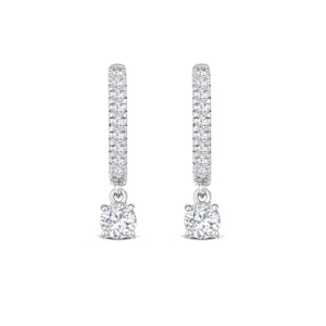 Stellato Huggie Drop Lab Diamond Earrings 1.00ct in 9K White Gold