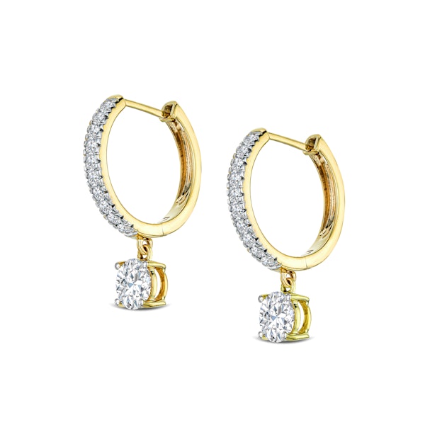 Stellato Huggie Drop Lab Diamond Earrings 2.00ct in 9K Gold - Image 3