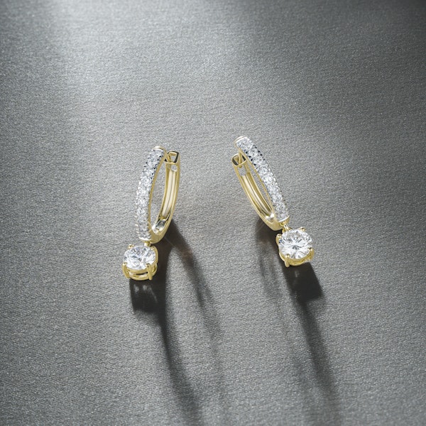 Stellato Huggie Drop Lab Diamond Earrings 2.00ct in 9K Gold - Image 2