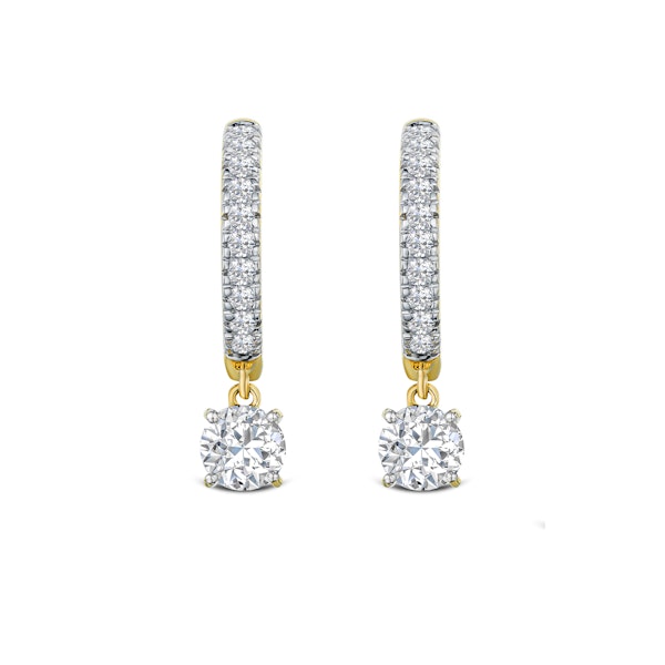 Stellato Huggie Drop Lab Diamond Earrings 2.00ct in 9K Gold - Image 1