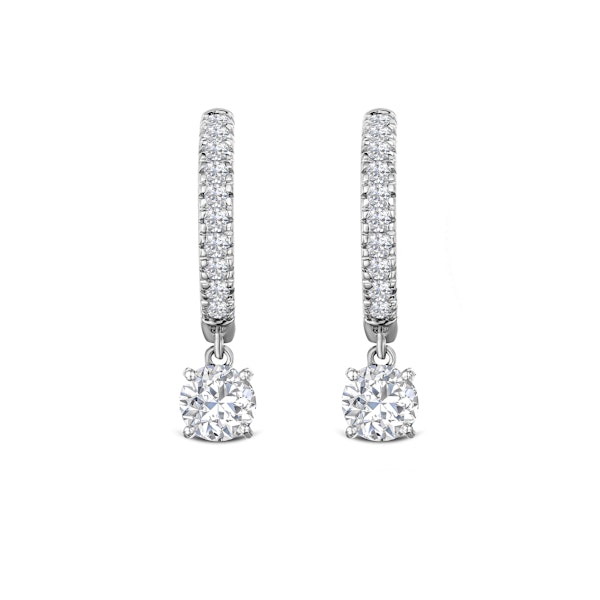 Stellato Huggie Drop Lab Diamond Earrings 2.00ct in 9K White Gold - Image 1