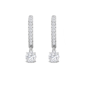 Stellato Huggie Drop Lab Diamond Earrings 2.00ct in 9K White Gold