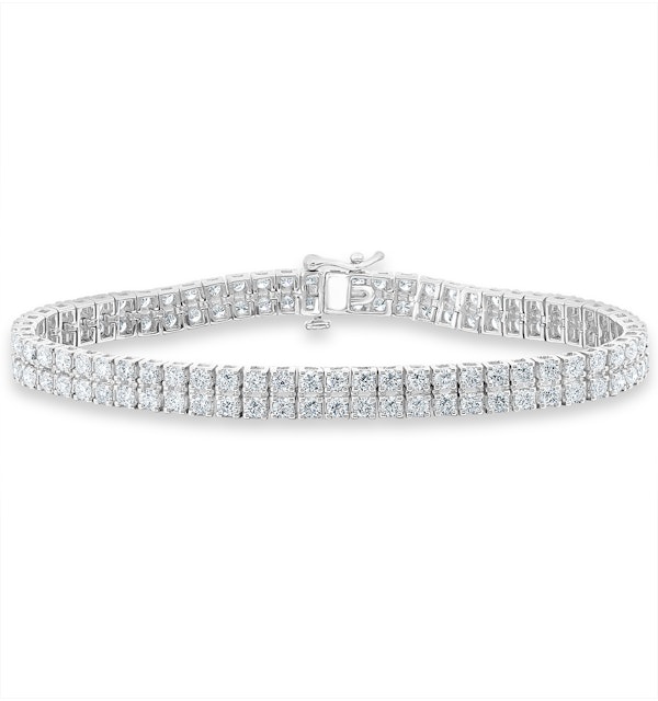 Double Row Lab Diamond Tennis Bracelet 6.20ct in 9K White Gold - image 1