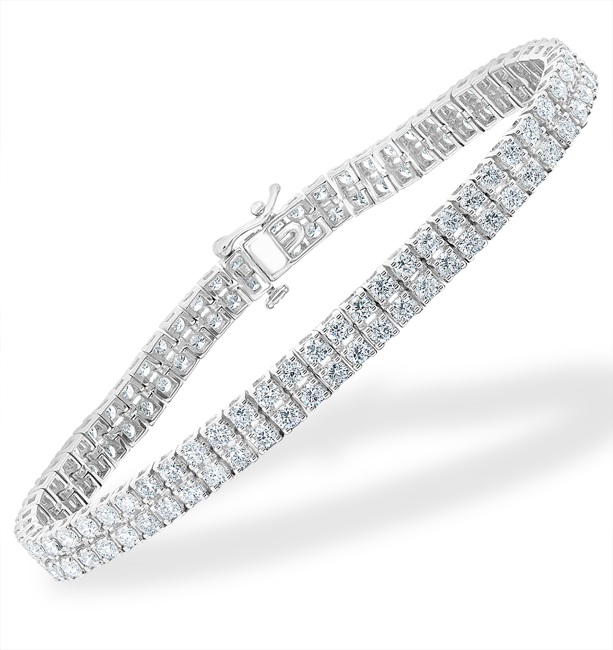 18ct white gold baguette & round diamond tennis bracelet | Cerrone