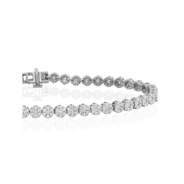 3ct Cluster Lab Diamond Tennis Bracelet H/Si Set in 9K White Gold - Image 3