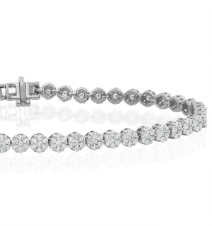 3ct Cluster Lab Diamond Tennis Bracelet H/Si Set in 9K White Gold