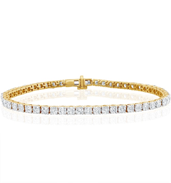 10ct Lab Diamond Tennis Bracelet Claw Set in 9K Yellow Gold - image 1