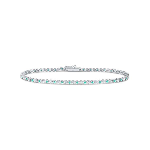 0.27ct Emerald and 0.35ct Lab Diamond Bracelet in 925 Sterling Silver - Image 1