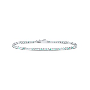 0.27ct Emerald and 0.35ct Lab Diamond Bracelet in 925 Sterling Silver