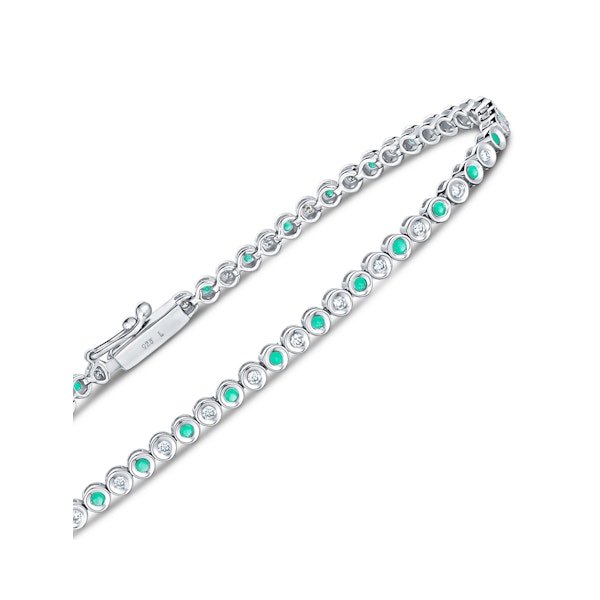 0.27ct Emerald and 0.35ct Lab Diamond Bracelet in 925 Sterling Silver - Image 4
