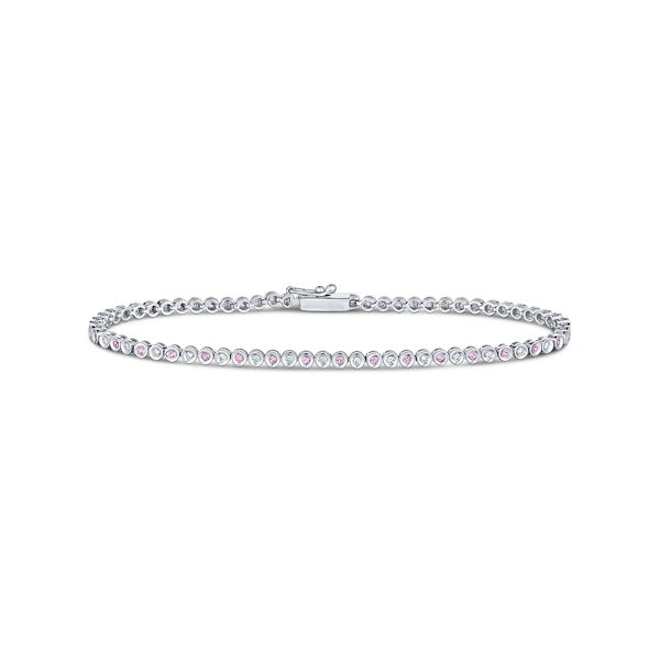 0.39ct Pink Sapphire and 0.35ct Lab Diamond Bracelet in 925 Sterling Silver - Image 1