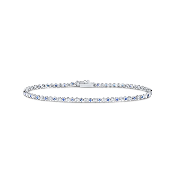 0.43ct Sapphire and 0.35ct Lab Diamond Bracelet in 925 Sterling Silver - Image 1