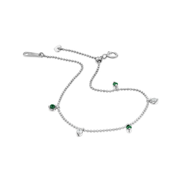Vivara Lab Emerald and Lab Diamond Bracelet Set in 9K White Gold - Image 3