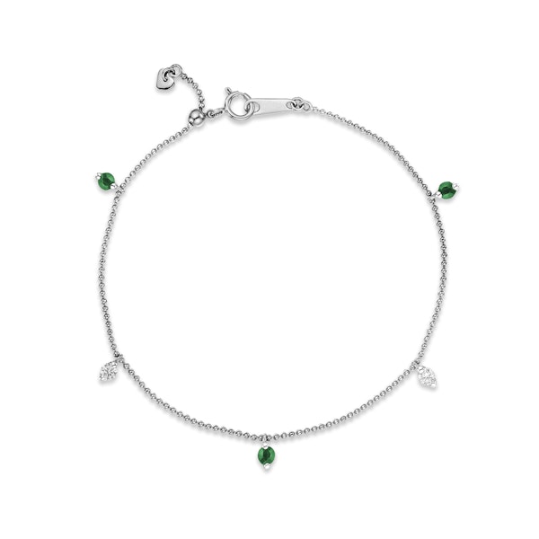 Vivara Lab Emerald and Lab Diamond Bracelet Set in 9K White Gold - Image 1