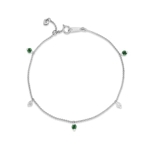 Vivara Lab Emerald and Lab Diamond Bracelet Set in 9K White Gold