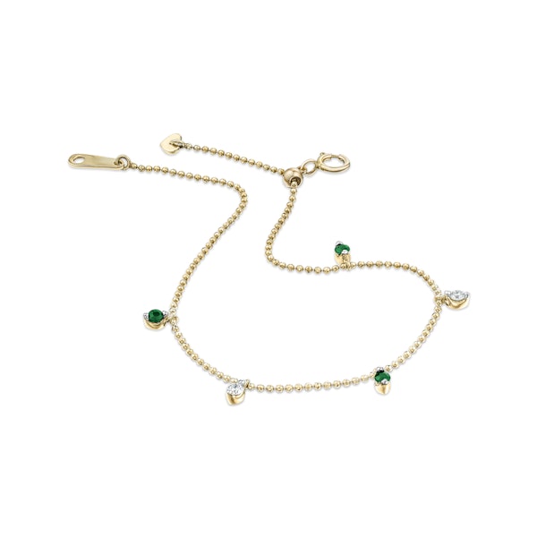 Vivara Lab Emerald and Lab Diamond Bracelet Set in 9K Yellow Gold - Image 3