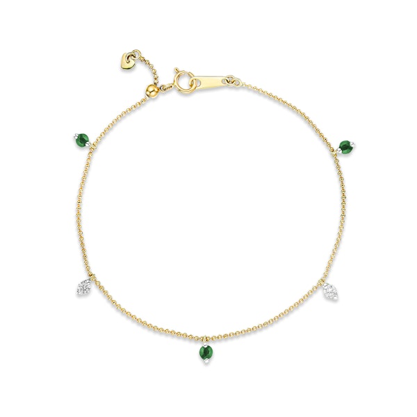 Vivara Lab Emerald and Lab Diamond Bracelet Set in 9K Yellow Gold - Image 1