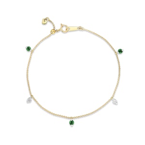 Vivara Lab Emerald and Lab Diamond Bracelet Set in 9K Yellow Gold