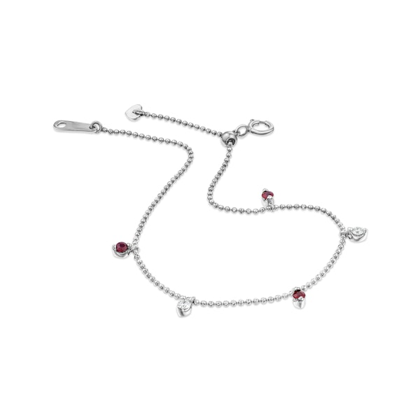 Vivara Lab Ruby and Lab Diamond Bracelet Set in 9K White Gold - Image 3