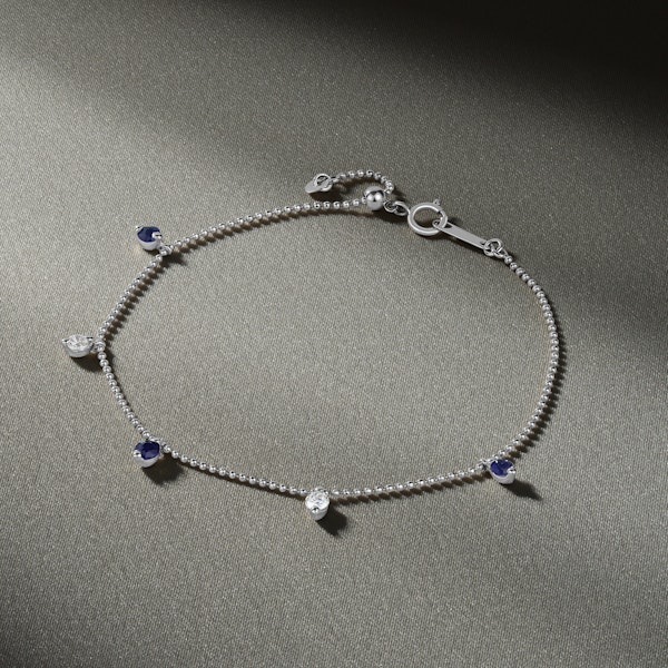 Vivara Lab Sapphire and Lab Diamond Bracelet Set in 9K White Gold - Image 2