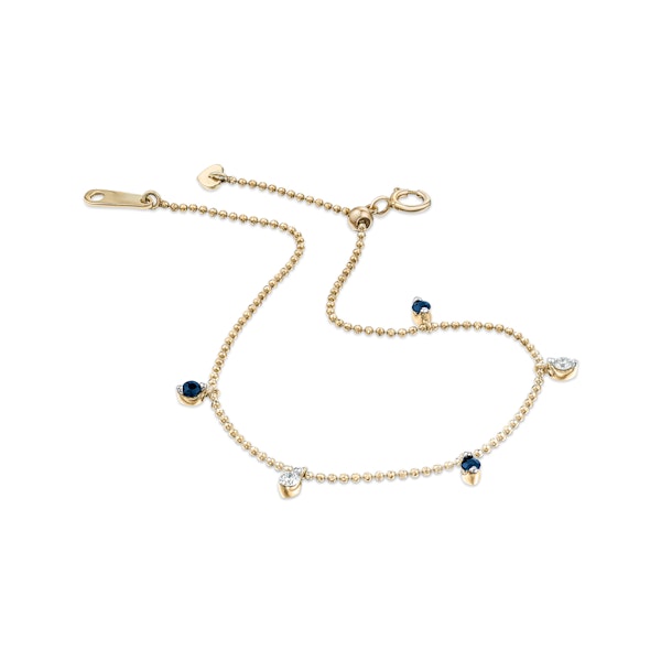 Vivara Lab Sapphire and Lab Diamond Bracelet Set in 9K Yellow Gold - Image 3