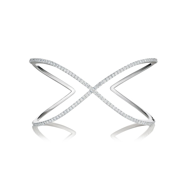 2.00ct Lab Diamond Infinity Cross-over Bangle in 9K White Gold - Image 1