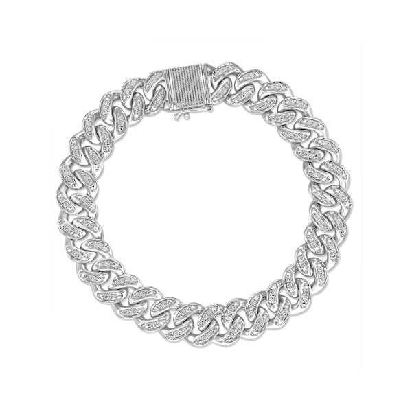 1.20CT Mens Lab Diamond Cuban Link Bracelet in Sterling Silver - Image 1