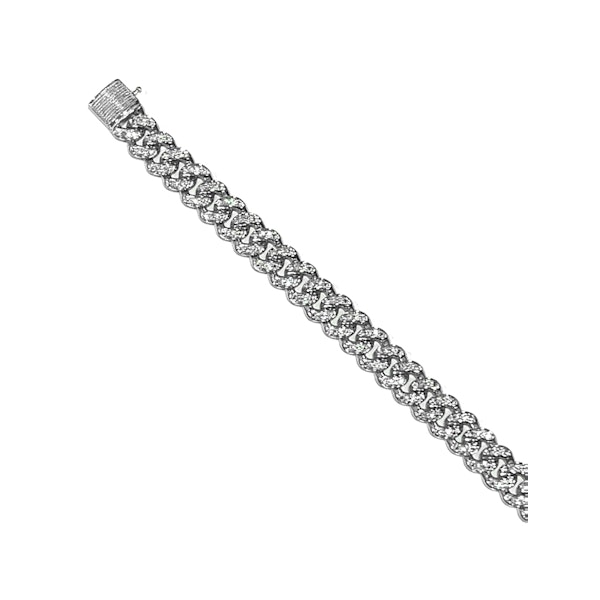 1.20CT Mens Lab Diamond Cuban Link Bracelet in Sterling Silver - Image 3