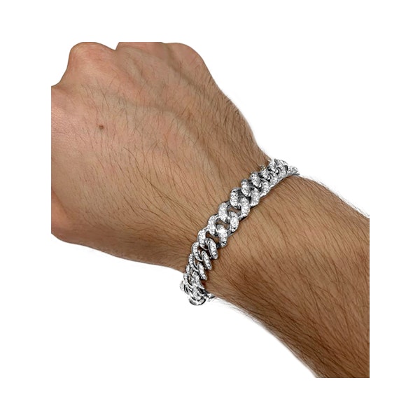 1.20CT Mens Lab Diamond Cuban Link Bracelet in Sterling Silver - Image 2