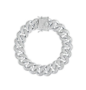 3.50ct Mens Lab Diamond Cuban Link Bracelet in 925 Sterling Silver