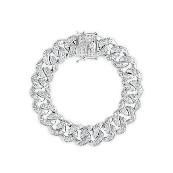 3.50ct Mens Lab Diamond Cuban Link Bracelet in 925 Sterling Silver - Image 1