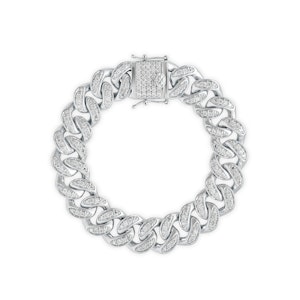 3.50ct Mens Lab Diamond Cuban Link Bracelet in 925 Sterling Silver