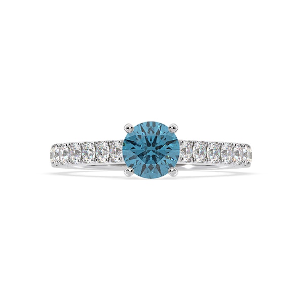 Natalia Blue Lab Diamond 1.50ct Side Stone Ring in 18K White Gold - Elara Collection - Image 3