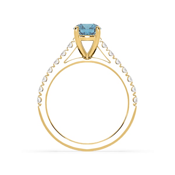 Natalia Blue Lab Diamond 1.50ct Side Stone Ring in 18K Yellow Gold - Elara Collection - Image 5