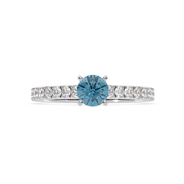 Natalia Blue Lab Diamond 0.91ct Side Stone Ring in 18K White Gold - Elara Collection - Image 3