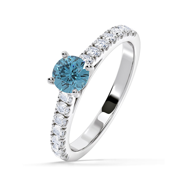 Natalia Blue Lab Diamond 0.91ct Side Stone Ring in 18K White Gold - Elara Collection - Image 1