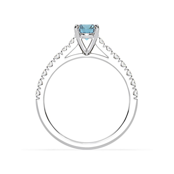 Natalia Blue Lab Diamond 0.91ct Side Stone Ring in 18K White Gold - Elara Collection - Image 5