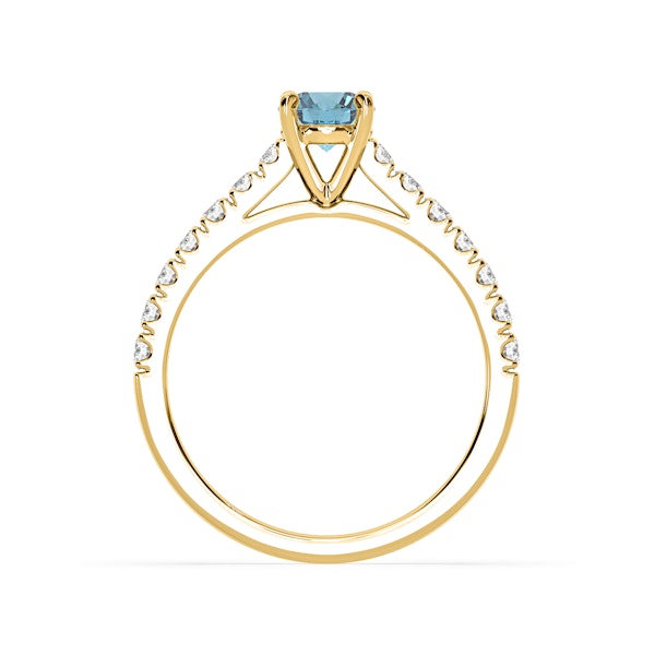 Natalia Blue Lab Diamond 0.91ct Side Stone Ring in 18K Yellow Gold - Elara Collection - Image 5