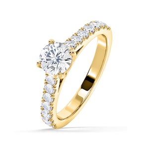Natalia Lab Diamond Engagement Side Stone Ring 18K Gold 1.50CT F/VS1