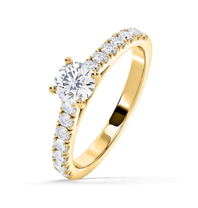 Natalia Lab Diamond Engagement Side Stone Ring 18K Gold 0.91CT F/VS1