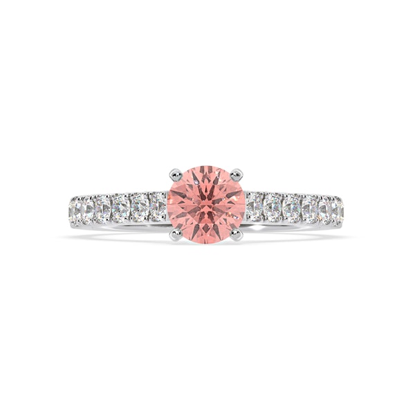 Natalia Pink Lab Diamond 1.50ct Side Stone Ring in Platinum - Elara Collection - Image 3