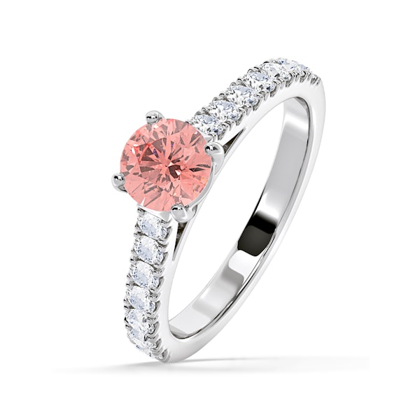 Natalia Pink Lab Diamond 1.50ct Side Stone Ring in Platinum - Elara Collection - Image 1