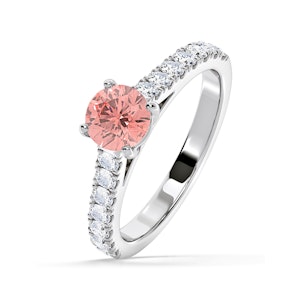 Natalia Pink Lab Diamond 1.50ct Side Stone Ring in Platinum - Elara Collection