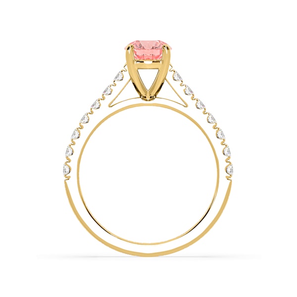 Natalia Pink Lab Diamond 1.50ct Side Stone Ring in 18K Yellow Gold - Elara Collection - Image 5