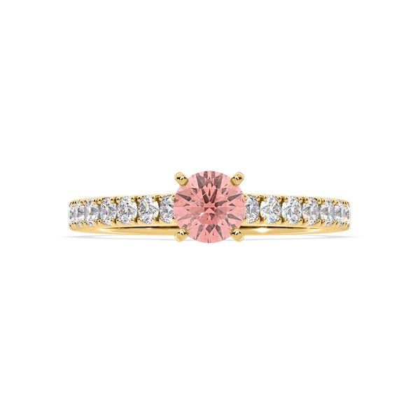Natalia Pink Lab Diamond 0.91ct Side Stone Ring in 18K Yellow Gold - Elara Collection - Image 3