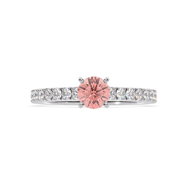 Natalia Pink Lab Diamond 0.91ct Side Stone Ring in 18K White Gold - Elara Collection - Image 3