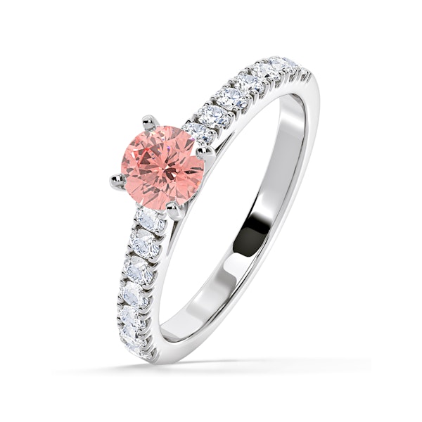 Natalia Pink Lab Diamond 0.91ct Side Stone Ring in Platinum - Elara Collection - Image 1