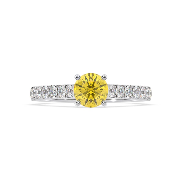 Natalia Yellow Lab Diamond 1.50ct Side Stone Ring in 18K White Gold - Elara Collection - Image 3